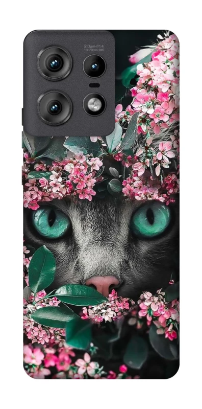 Чохол на Motorola Edge 50 Pro Кіт в квітах фото 1 з 1