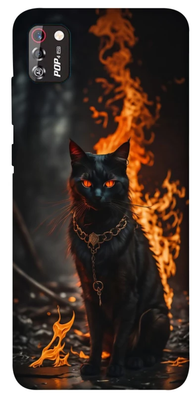 Чехол на TECNO POP 4 Pro Огненный кот фото 1 из 1