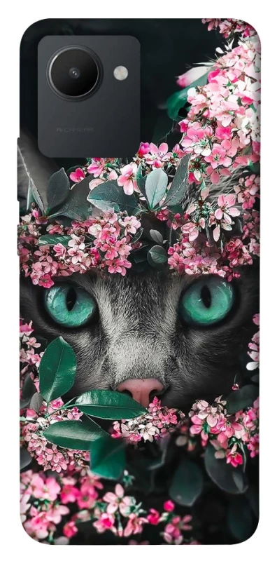 Чехол на Realme C30 Кот в цветах фото 1 из 1