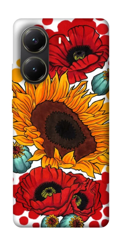 Чохол на Xiaomi Poco X6 Pro Соняшники та маки фото 1 з 1
