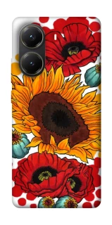 Чохол на Xiaomi Poco X6 Pro Соняшники та маки фото 1 з 1