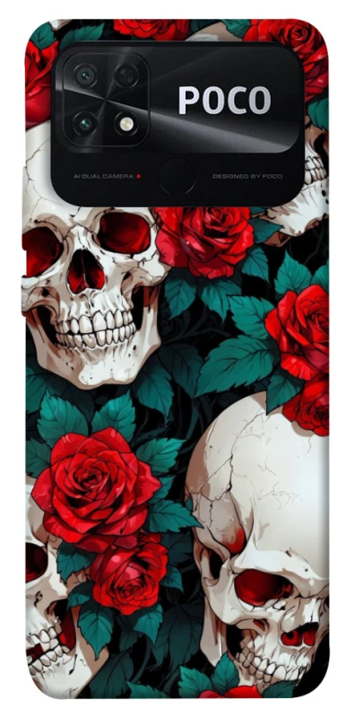 Чохол на Xiaomi Poco C40 skull and rose фото 1 з 1
