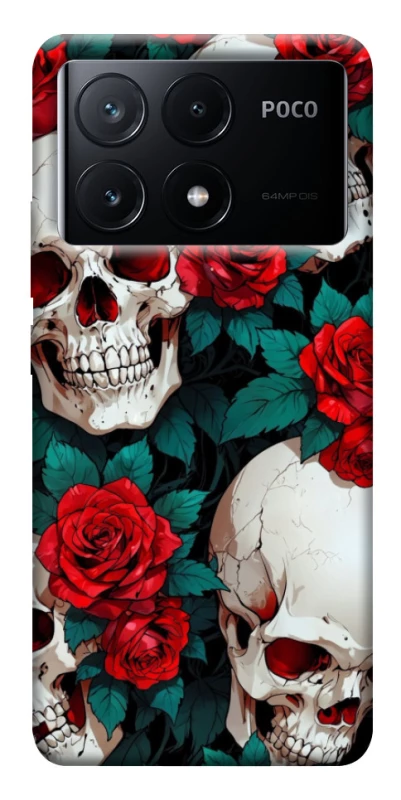 Чохол на Xiaomi Poco X6 skull and rose фото 1 з 1