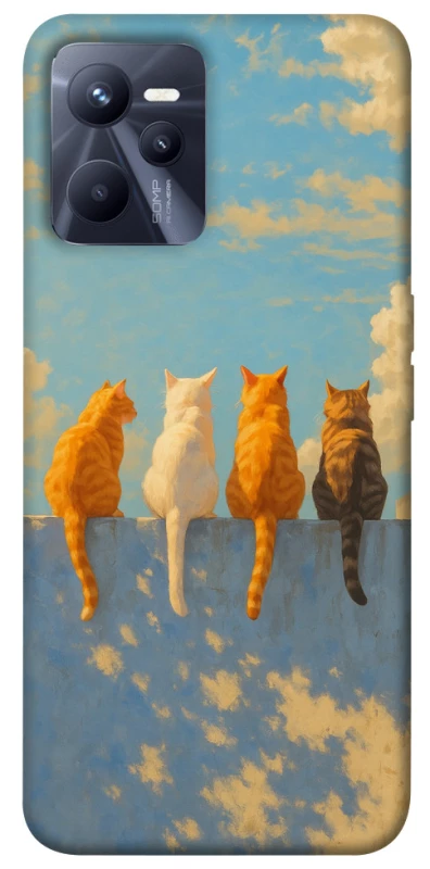 Чехол на Realme C35 cats on wall фото 1 из 1