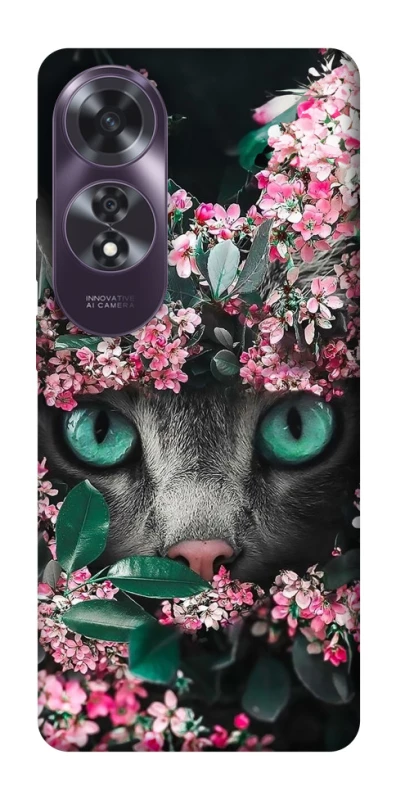 Чохол на Oppo A60 Кіт в квітах фото 1 з 1