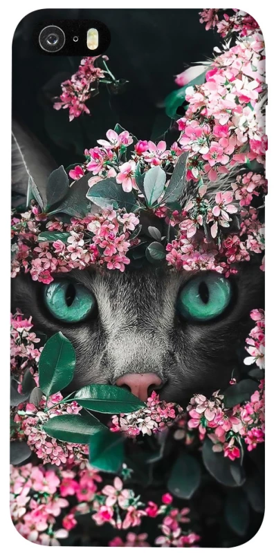 Чохол на Apple iPhone 5/5S/SE Кіт в квітах фото 1 з 1