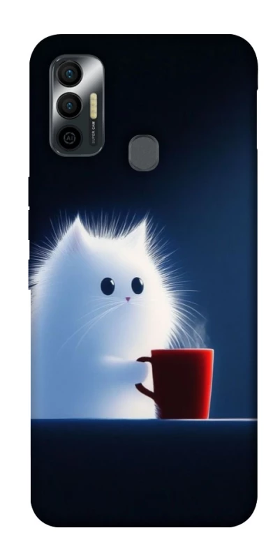 Чехол на TECNO Spark 7 Чехол кот с кофе фото 1 из 1