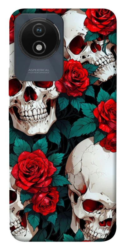 Чохол на Vivo Y02 skull and rose фото 1 з 1