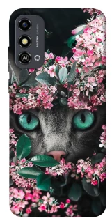 Чохол на ZTE Blade A53 Кіт в квітах фото 1 з 1
