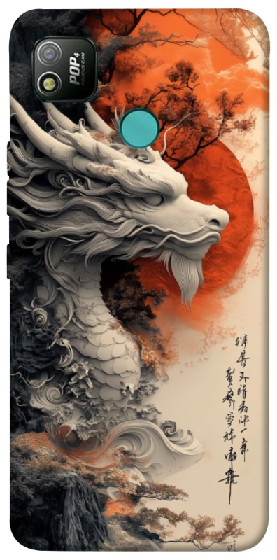 Чехол на TECNO POP 4 white dragon фото 1 из 1