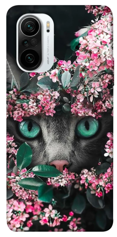 Чехол на Xiaomi Redmi K40 / K40 Pro / K40 Pro+ / Poco F3 Кот в цветах фото 1 из 1
