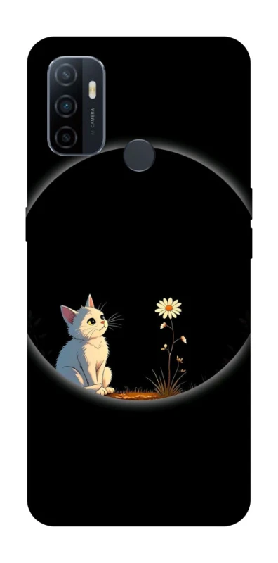 Чехол на Oppo A53 / A32 / A33 Cat and flower фото 1 из 1