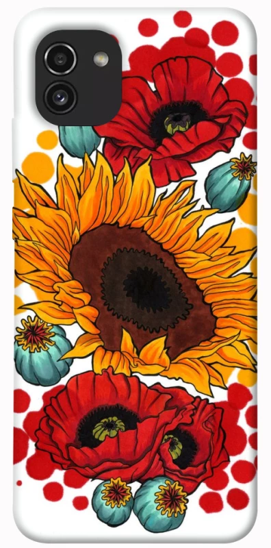 Чохол на Samsung Galaxy A03 Соняшники та маки фото 1 з 1