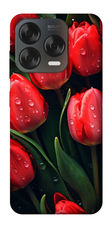 Чехол на ZTE Blade V70 Design Красные тюльпаны фото 1 из 2