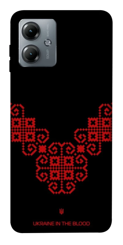 Чехол на Motorola Moto G14 Черно-красная вышиванка фото 1 из 1