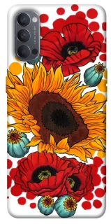 Чохол на Oppo Reno 4 Соняшники та маки фото 1 з 1