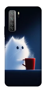 Чехол на Huawei Nova 7 SE Чехол кот с кофе фото 1 из 1