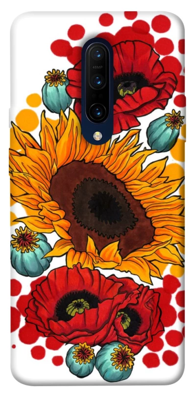 Чехол на OnePlus 7 Pro Подсолнечники и маки фото 1 из 1
