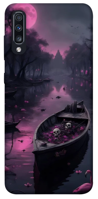 Чехол на Samsung Galaxy A70 (A705F) Boat and flamingo фото 1 из 1