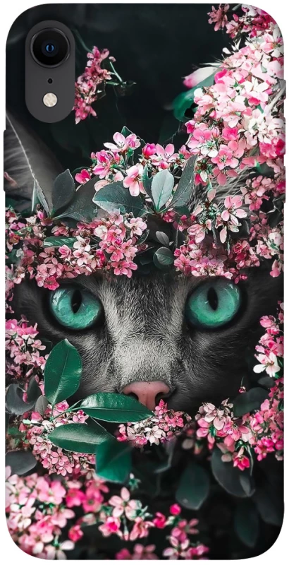 Чехол на Apple iPhone XR (6.1") Кот в цветах фото 1 из 1