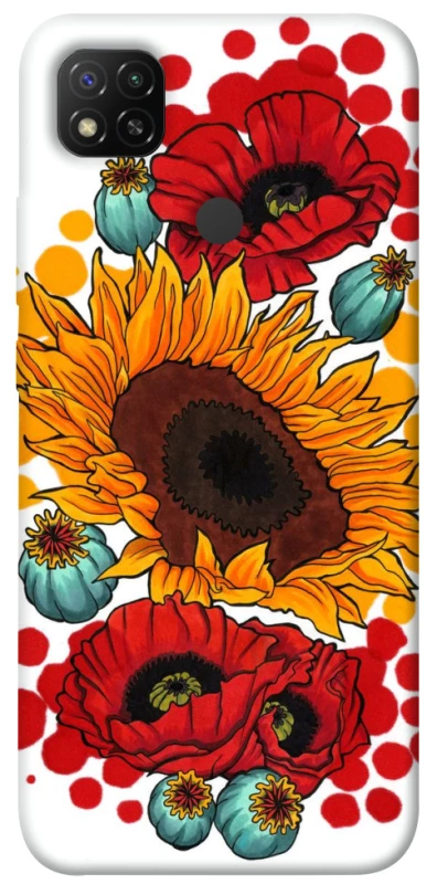 Чохол на Xiaomi Redmi 9C Соняшники та маки фото 1 з 1