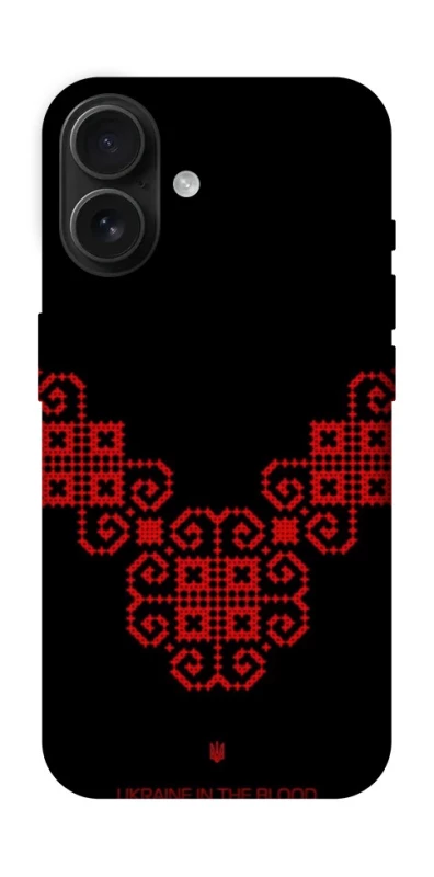 Чохол на Apple iPhone 16 Чорно-червона вишиванка фото 1 з 1