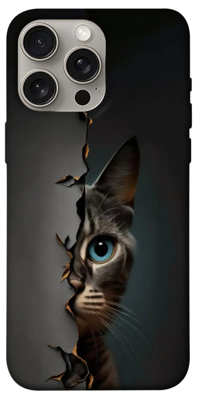 Чехол на Apple iPhone 15 Pro Max (6.7") Кот-подглядыватель v2 фото 1 из 1