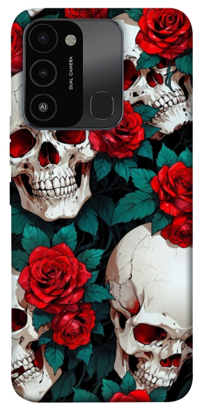 Чохол на TECNO Spark 8C skull and rose фото 1 з 1