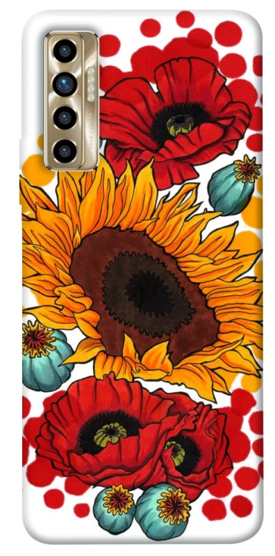 Чохол на TECNO Camon 17P Соняшники та маки фото 1 з 1