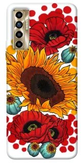 Чехол на TECNO Camon 17P Подсолнечники и маки фото 1 из 1