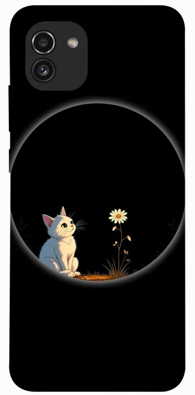 Чехол на Samsung Galaxy A03 Cat and flower фото 1 из 1