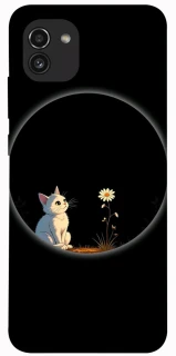 Чехол на Samsung Galaxy A03 Cat and flower фото 1 из 1