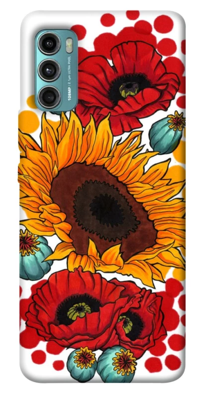 Чохол на Motorola Moto G60 Соняшники та маки фото 1 з 1