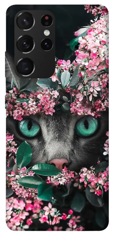 Чехол на Samsung Galaxy S21 Ultra Кот в цветах фото 1 из 1