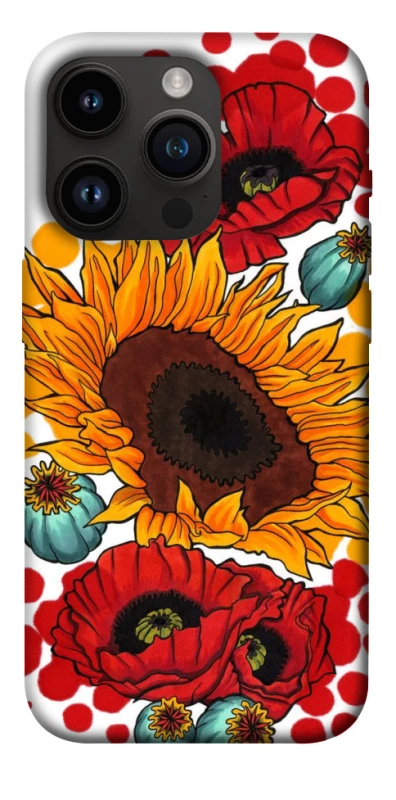 Чохол на Apple iPhone 14 Pro (6.1") Соняшники та маки фото 1 з 1