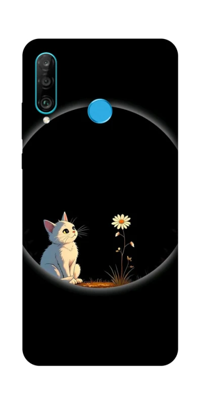 Чохол на Huawei P30 lite Cat and flower фото 1 з 1