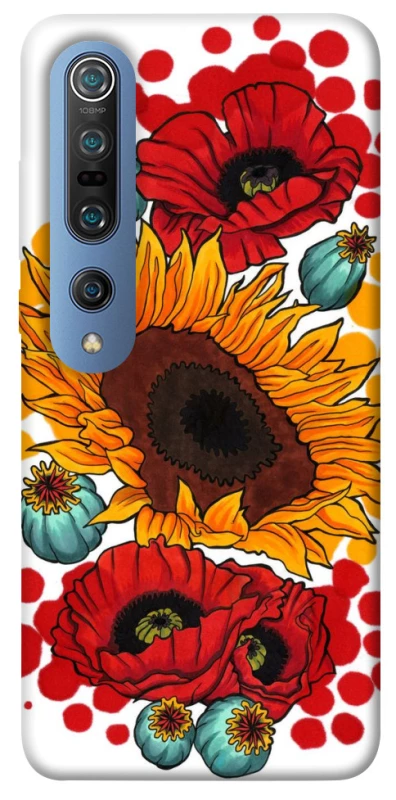 Чохол на Xiaomi Mi 10 / Mi 10 Pro Соняшники та маки фото 1 з 1