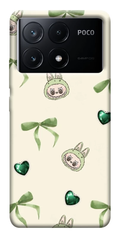 Чохол на Xiaomi Poco X6 Labubu Green Heart фото 1 з 1