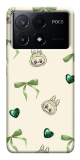 Чохол на Xiaomi Poco X6 Labubu Green Heart фото 1 з 1