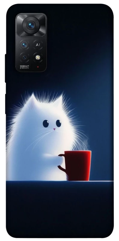 Чехол на Xiaomi Redmi Note 11 Pro 4G/5G Чехол кот с кофе фото 1 из 1
