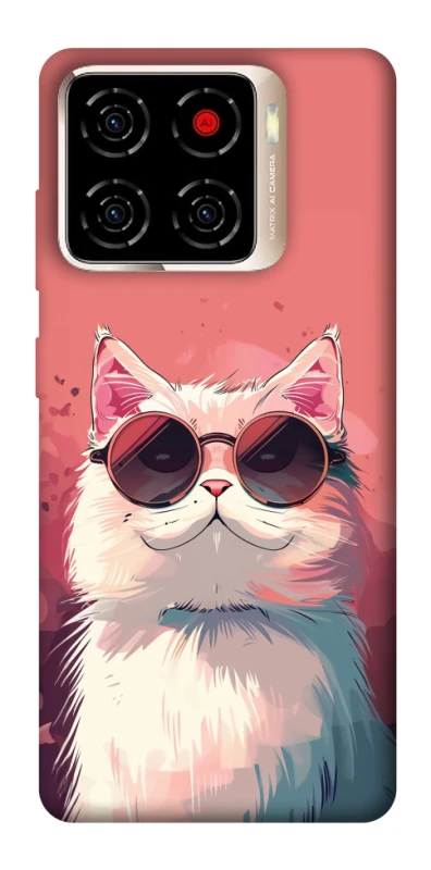 Чехол на ZTE Blade A56 Сat with glasses фото 1 из 1