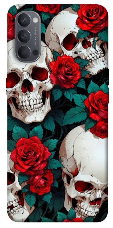Чохол на Oppo Reno 4 skull and rose фото 1 з 1