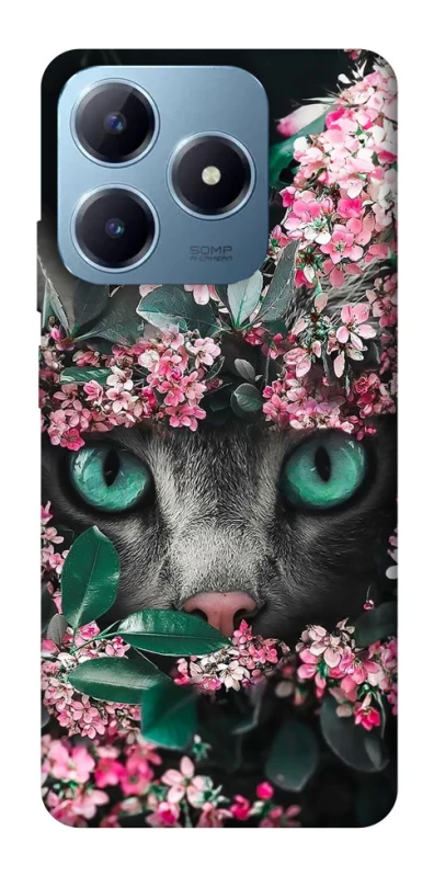 Чехол на Realme C63 Кот в цветах фото 1 из 1