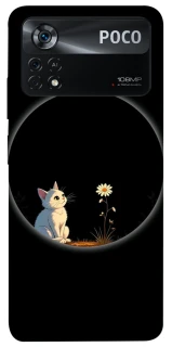 Чехол на Xiaomi Poco X4 Pro 5G Cat and flower фото 1 из 1