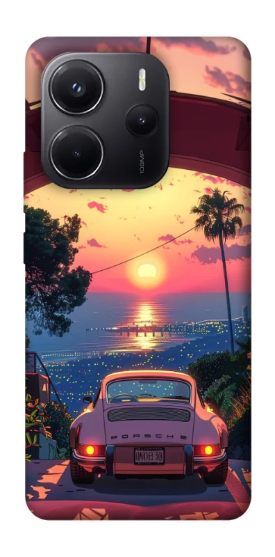 Чехол на Xiaomi Redmi Note 14 4G (Europe version) Porsche at sunset фото 1 из 1