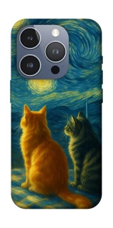 Чехол на Apple iPhone 16 Pro Cats under the stars фото 1 Чехол на Apple iPhone 16 Pro Cats under the stars фото 1 из 1