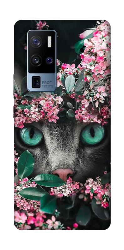 Чохол на Vivo X50 Pro+ Кіт в квітах фото 1 з 1