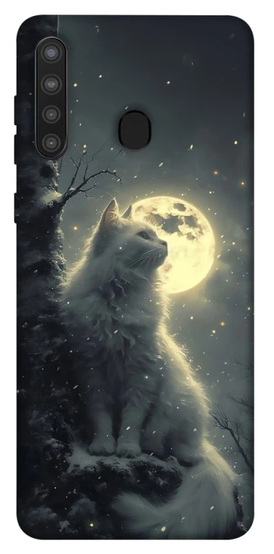 Чохол на Samsung Galaxy A21 Кіт під місяцем фото 1 з 1