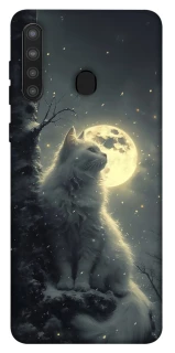 Чохол на Samsung Galaxy A21 Кіт під місяцем фото 1 з 1