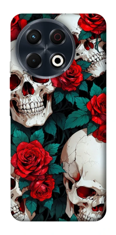 Чохол на TECNO Spark 30 Pro (KL7) skull and rose фото 1 з 1